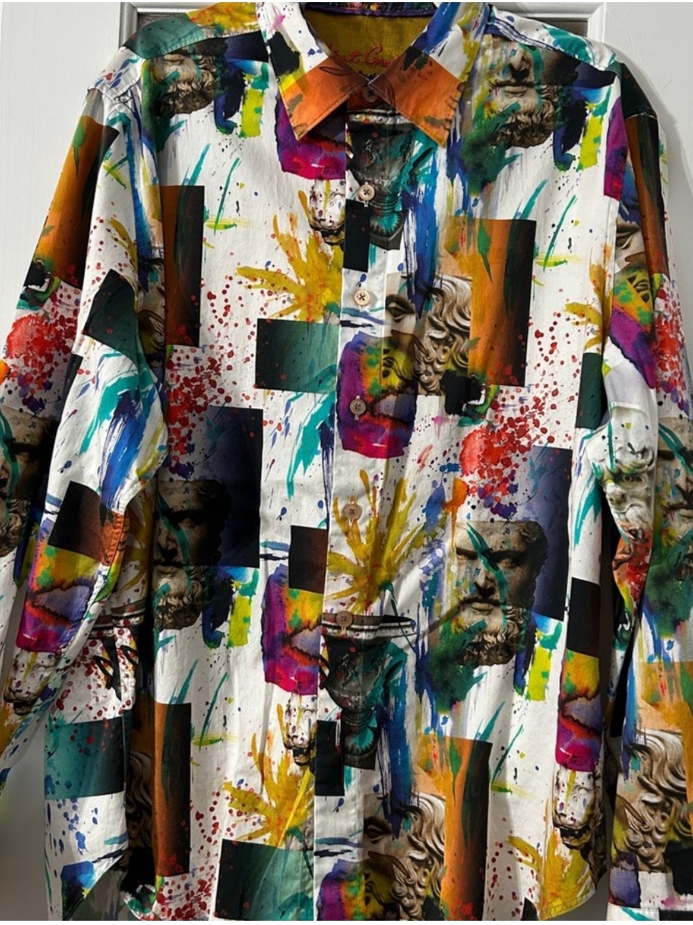 Robert Graham Multicolor Abstract Statue Print Button-Up Shirt